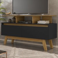 Rack Para Tv Até 50 Polegadas Rubi 2 Portas Cinamomo/preto Fosco - Bechara Móveis