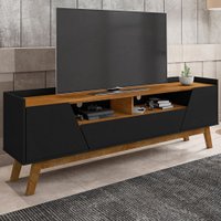 Rack Para Tv Até 70 Polegadas Florença 2 Portas 1 Gaveta Preto Fosco/nature - Bechara