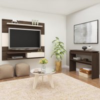 Sala De Estar Completa Para Tv Até 50 Polegadas Duda Amêndoa/off White - Pnr Móveis