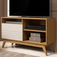 Rack Para Tv Até 42 Polegadas Fenix Wood 1 Porta 1 Prateleira Cumaru/off White - Giga Móveis