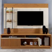 Estante Para Tv Até 65 Polegadas Granada Com Led 1 Porta 2 Prateleiras Naturalle/off White - Mavaular