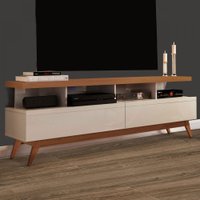 Rack Para Tv Até 60 Polegadas Vivare Wood 2 Gavetas Off White/freijo - Giga Móveis