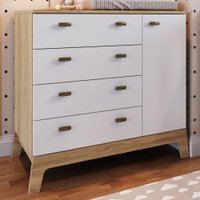 Cômoda Infantil Favo De Mel 1 Porta 4 Gavetas Itapuã/branco - Completa Móveis