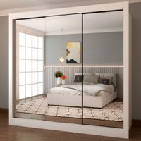 Guarda-roupa Casal Flórida 3 Portas De Correr 3 Gavetas Com Espelho Branco Fosco - Panorama Móveis