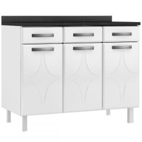 Balcão De Cozinha Rubi 3 Portas 3 Gavetas Branco - Telasul