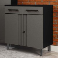 Balcão De Cozinha Multibox 2 Portas 2 Gavetas Cinza/preto - Telasul
