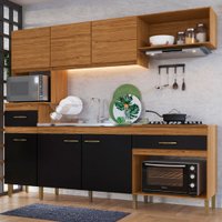 Cozinha Compacta 6 Portas 2 Gavetas Naturalle/preto Fosco Co2624 - Decibal