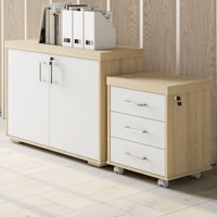 Escritório Completo Tamburato 2 Portas 3 Gavetas Carvalho/branco - Artany Móveis