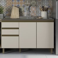 Balcão De Cozinha évelin 3 Portas 2 Gavetas Duna/cristal - Henn