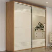 Guarda-roupa Casal 2 Portas 2 Gavetas Com Espelho 100% Mdf Freijo/off White Tw602e - Dalla Costa