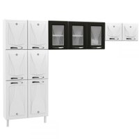 Cozinha Compacta Star New 11 Portas Com Vidro Branco/preto - Telasul