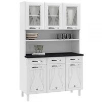 Cozinha Compacta Star New 6 Portas 3 Gavetas Com Vidro Branco - Telasul