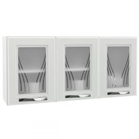 Armário Aéreo Cozinha Star New 3 Portas Com Vidro Branco - Telasul