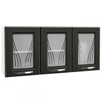 Armário Aéreo Cozinha Star New 3 Portas Com Vidro Branco/preto - Telasul