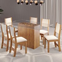 Mesa De Jantar 6 Lugares Toledo Mel/creme - Viero Móveis