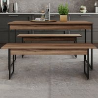 Mesa De Jantar 4 Lugares Tub Nogal/preto - Compace