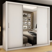 Guarda-roupa Casal Valencia 3 Portas Com Espelho Branco - Carioca Móveis