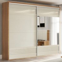 Guarda-roupa Casal 2 Portas 4 Gavetas Com Espelho 100% Mdf Freijo/off White Tw603e - Dalla Costa