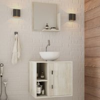 Armário De Banheiro Com Cuba E Espelho Soft 1 Porta 2 Prateleiras Snow 13686 - Compace