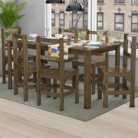 Mesa De Jantar 6 Lugares Paris Madeira Maciça Castanho - Lanes