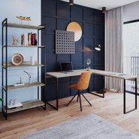 Conjunto Home Office Estilo Industrial 2 Peças Rush Carvalho - Pnr Móveis