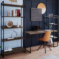 Conjunto Home Office Estilo Industrial 2 Peças Rush Dark/preto - Pnr Móveis