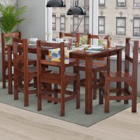 Mesa De Jantar 6 Lugares Paris Madeira Maciça Mogano - Lanes