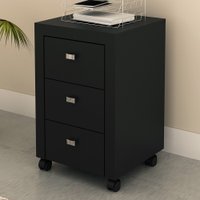 Gaveteiro Com Rodízios 3 Gavetas Preto Me4108 - Tecno Mobili