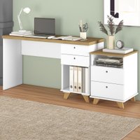 Escritório Completo Sky 4 Gavetas Olmo/branco - Artany Móveis