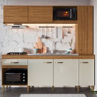 Cozinha Compacta 6 Portas 1 Gaveta Naturalle/cristalo Co2623 - Decibal