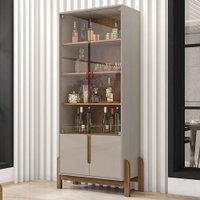 Cristaleira Lizz 2 Portas 3 Prateleiras Off White/cedro - Casa D
