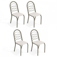 Cadeiras Kit 4 Cadeiras Holanda Nickel Branco - Kappesberg