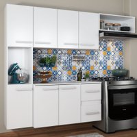 Cozinha Compacta 7 Portas 2 Gavetas Suspensa Armário E Balcão Jéssica Branco - Panorama Móveis