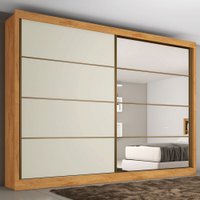 Guarda-roupa Casal Sevilha 2 Portas 6 Gavetas Espelhado Flex Peroba/off White - Mademarques