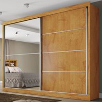 Guarda-roupa Casal Verona 2 Portas 4 Gavetas Espelhado Peroba/off White - Mademarques