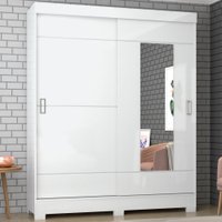 Guarda-roupa Casal 2 Portas De Correr 2 Gavetas Flex Branco/rosa Chá B66 - Briz