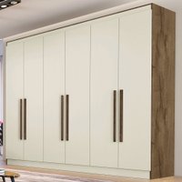 Guarda-roupa Casal Oslo 6 Portas 4 Gavetas 100% Mdf Brauna/off White - Madermaques