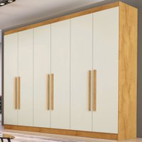Guarda-roupa Casal Oslo 6 Portas 4 Gavetas 100% Mdf Peroba/off White - Madermaques