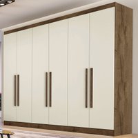 Guarda-roupa Casal  Oslo 6 Portas 6 Gavetas 100% Mdf Brauna Off White - Mademarques