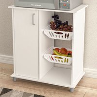 Armário De Cozinha Para Micro-ondas Com Fruteira Planaltina 1 Porta Branco - Pnr Móveis