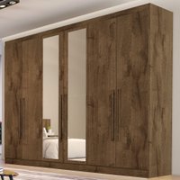 Guarda-roupa Casal Oslo 6 Portas 4 Gavetas 100% Mdf Com Espelho Brauna - Mademarques