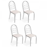 Cadeiras Kit 4 Cadeiras Holanda Cromada Branco - Kappesberg