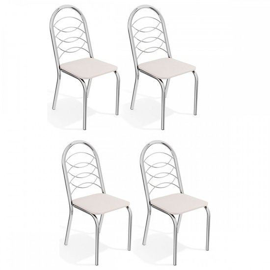Cadeiras Kit 4 Cadeiras Holanda Cromada Branco - Kappesberg