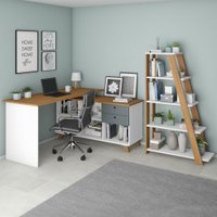 Escritório Completo Home Office 2 Gavetas Freijo/grafito/branco - Artany Móveis