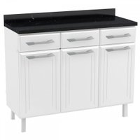 Balcão De Cozinha Em Aço Topázio 3 Portas 3 Gavetas Branco - Telasul