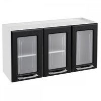 Armário Aéreo Cozinha Em Aço Topázio 3 Portas Com Vidro Branco/preto - Telasul