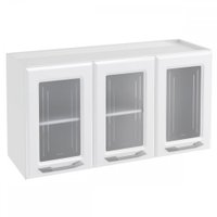 Armário Aéreo Cozinha Em Aço Topázio 3 Portas Com Vidro Branco - Telasul