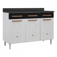 Balcão De Cozinha Para Pia Aço Mirage New 3 Portas 3 Gavetas Branco/preto - Telasul
