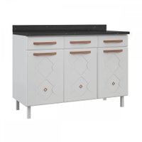 Balcão De Cozinha Para Pia Aço Mirage New 3 Portas 3 Gavetas Branco - Telasul