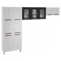 Cozinha De Aço Compacta Mirage New 11 Portas 6 Prateleiras Branco/preto - Telasul
